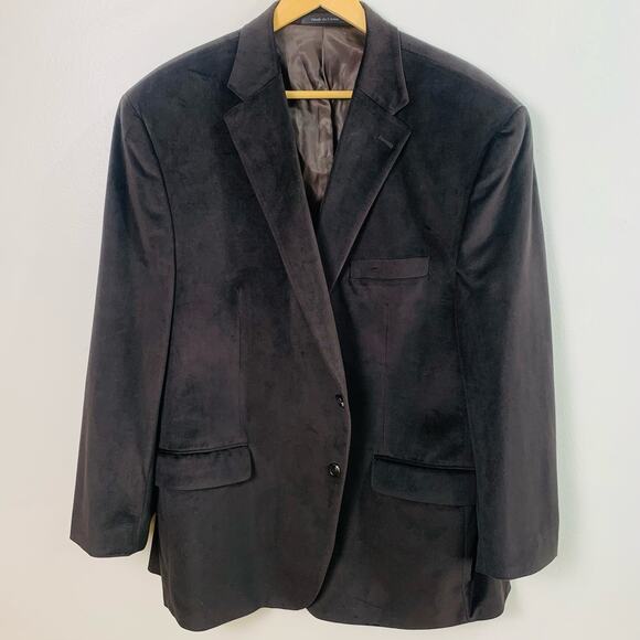 Ralph Lauren Chaps Size 48R Mens 2 Button Brown Velvet Sport Coat Blazer Jacket - Picture 2 of 9